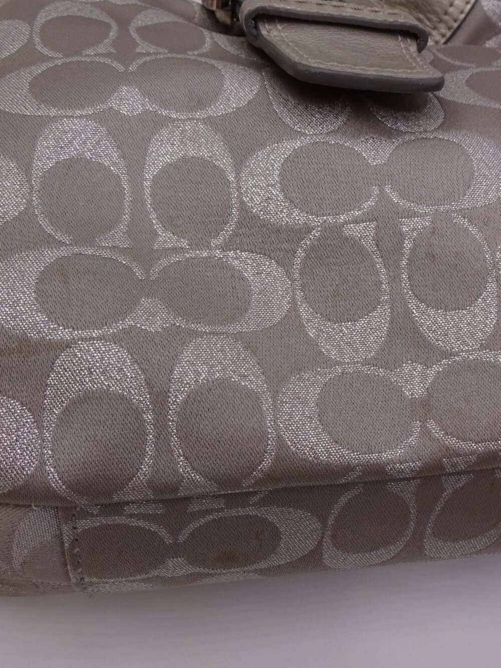 Coach Soho Metallic Silver Signature Jacquard Hobo Shoulder Bag Purse F18911 - Picture 15 of 16